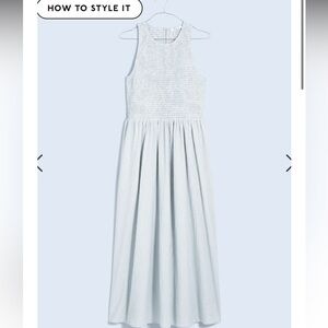 Madewell melody smocked midi dress (pistachio color)